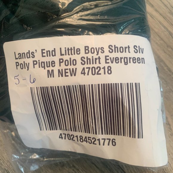 NWT LANDS' END BOY'S SHORT SLEEVE POLY PIQUE POLO SHIRT EVERGREEN MEDIUM (5-6) - Picture 7 of 8